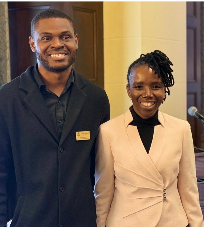 Daniel Appiah Gyekye with Professor Elsie Effah Kaufmann at the University of Oregon lecture series